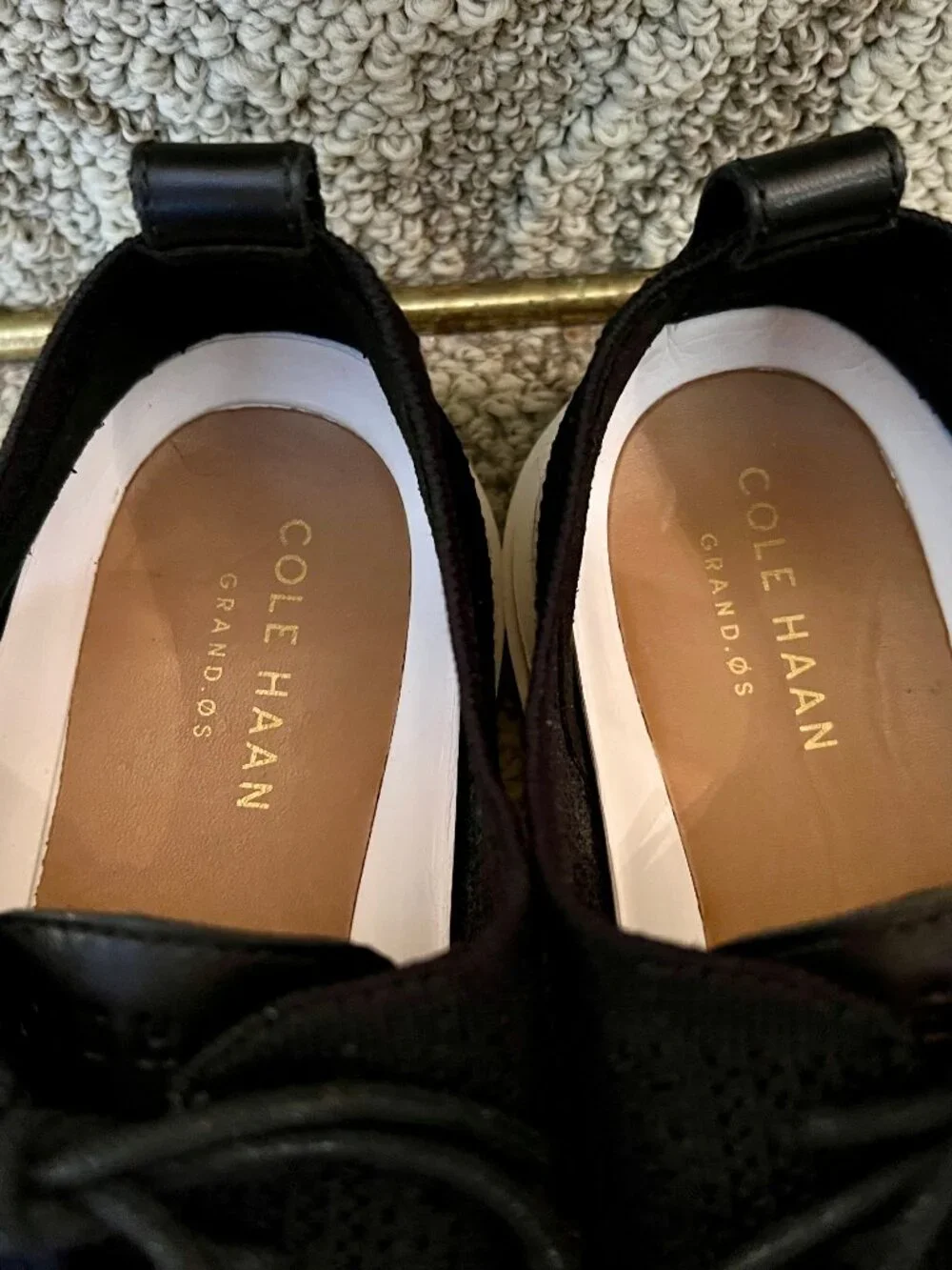EUC Cole Haan Original Grand Wingtip Oxford Shoes in Black Knit Size 9.5 M